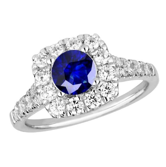 9ct White Gold Illusion set Sapphire with Diamonds Ring