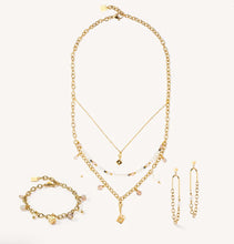 Load image into Gallery viewer, Boho earrings freshwater pearls gold & white