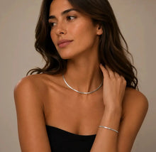 Load image into Gallery viewer, Flat Snake Chain Necklace Silver