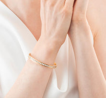 Load image into Gallery viewer, Bangle stainless steel & crystals gold crystal 17cm