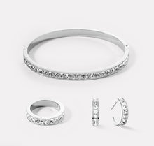 Load image into Gallery viewer, Bangle stainless steel & crystals silver crystal 17cm