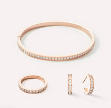 Load image into Gallery viewer, Bangle stainless steel & crystals slim rose gold crystal 17cm