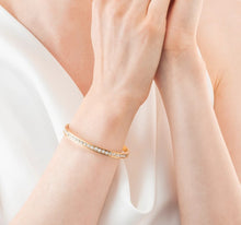Load image into Gallery viewer, Bangle stainless steel & crystals gold crystal 19cm