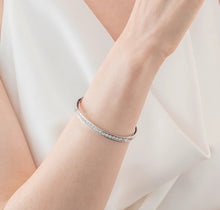 Load image into Gallery viewer, Bangle stainless steel & crystals silver crystal 19cm