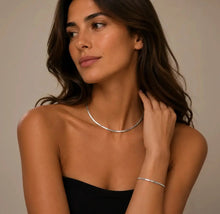 Load image into Gallery viewer, Flat Snake Chain Bracelet Silver