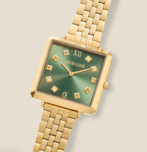 Load image into Gallery viewer, Watch Iconic Square Glamorous Green Stainless Steel Gold
