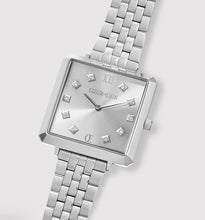 Load image into Gallery viewer, Watch Round Brilliant White Bracelet Leather Light Grey