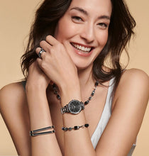 Load image into Gallery viewer, Watch Round Sparkling Mysterious Black Statement silver