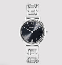 Load image into Gallery viewer, Watch Round Sparkling Mysterious Black Statement silver