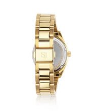 Load image into Gallery viewer, WATCH VALERIA - GOLD PLATED STAINLESS STEEL WITH PINK SUNRAY DIAL AND WHITE ZIRCONIA
