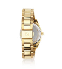 Load image into Gallery viewer, WATCH VALERIA - GOLD PLATED STAINLESS STEEL WITH PINK SUNRAY DIAL AND WHITE ZIRCONIA