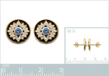 Load image into Gallery viewer, 18K gold plated earrings with black enamel