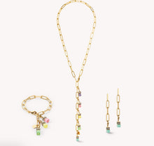 Load image into Gallery viewer, Happy Iconic Cube charm earrings gold pastel