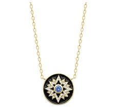 Load image into Gallery viewer, 18K gold plated necklace with black enamel