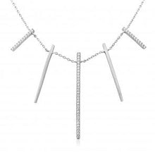 Load image into Gallery viewer, Waterford Crystal Sterling Silver White Cubic Zirconia Set 5 Drop Bar Necklace