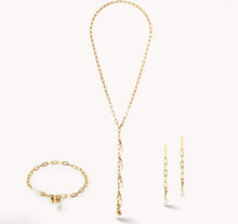 Load image into Gallery viewer, Modern chain necklace with freshwater pearl charms gold