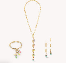 Load image into Gallery viewer, Happy Iconic Cube charm necklace gold pastel