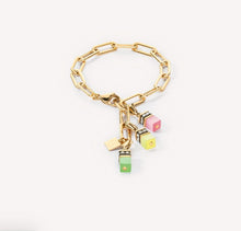Load image into Gallery viewer, Happy Iconic Cube charm bracelet gold pastel