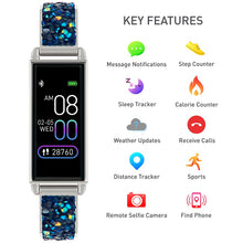Load image into Gallery viewer, Reflex Active Series 2 Smart Watch with Colour Touch Screen and Blue Glitter Strap