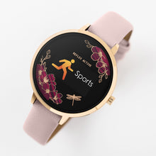 Load image into Gallery viewer, Series 03 collection has a unique dial with jewel-like ruby red flowers and a sparking metallic dragonfly