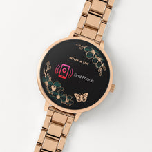 Load image into Gallery viewer, Series 03 collection has a unique dial with jewel-like emerald green flowers and a sparking metallic butterfly.