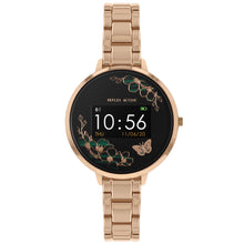 Load image into Gallery viewer, Series 03 collection has a unique dial with jewel-like emerald green flowers and a sparking metallic butterfly.