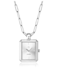 Load image into Gallery viewer, PENDANT WATCH CHIARA - STAINLESS STEEL WITH SILVER SUNRAY DIAL.
