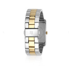 Load image into Gallery viewer, WATCH SANTINA - GOLD PLATED STAINLESS STEEL WITH SILVER SUNRAY DIAL AND WHITE ZIRCONIA.
