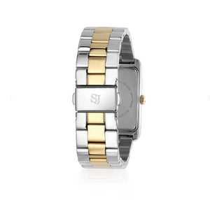 WATCH SANTINA - GOLD PLATED STAINLESS STEEL WITH SILVER SUNRAY DIAL AND WHITE ZIRCONIA.