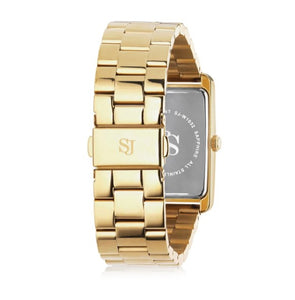 WATCH SANTINA - GOLD PLATED STAINLESS STEEL WITH GOLD SUNRAY DIAL AND WHITE ZIRCONIA.