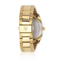 Load image into Gallery viewer, WATCH ELECTRA - GOLD PLATED STAINLESS STEEL WITH SILVER SUNRAY DIAL AND WHITE ZIRCONIA.