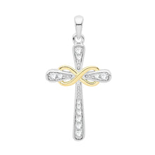 Load image into Gallery viewer, Silver Cubic Zirconia set Cross Plus Chain
