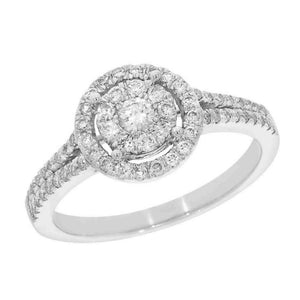 9ct White Gold Diamond set Cluster with Halo Ring