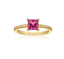 Load image into Gallery viewer, RING ELLERA QUADRATO - 18K GOLD PLATED, WITH PINK ZIRCONIA

