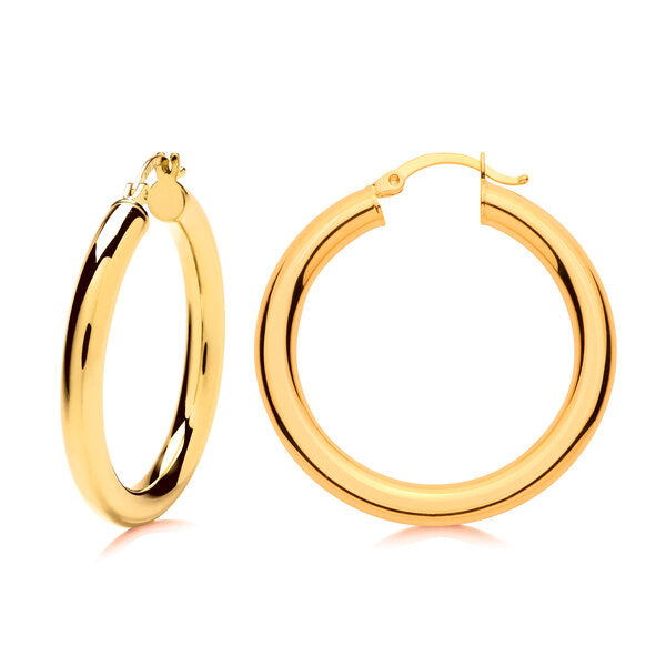 9ct Yellow Gold 30mm Hoop Earrings