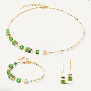 GeoCUBE® Fusion Precious Pearl Mix gold-green Earrings