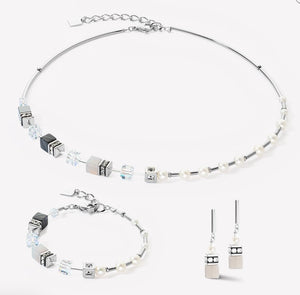 GeoCUBE® Fusion Precious Pearl Mix silver-grey Earrings
