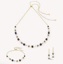 Load image into Gallery viewer, Mysterious Cubes &amp; Pearls gold-black earrings
