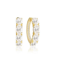 Load image into Gallery viewer, ELLISSE CREOLO EARRINGS - 18K GOLD PLATED, WITH WHITE ZIRCONIA
