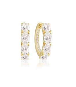 ELLISSE CREOLO EARRINGS - 18K GOLD PLATED, WITH WHITE ZIRCONIA