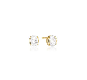 ELLISSE CAREZZA EARRINGS - 18K GOLD PLATED, WITH WHITE ZIRCONIA