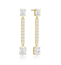 Load image into Gallery viewer, ELLISSE LUNGO EARRINGS - 18K GOLD PLATED, WITH WHITE ZIRCONIA
