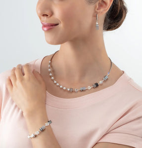 GeoCUBE® Fusion Precious Pearl Mix silver-grey Necklace