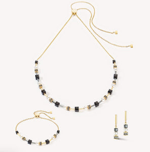 Mysterious Cubes & Pearls gold-black Necklace