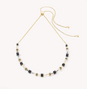 Mysterious Cubes & Pearls gold-black Necklace