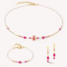 Load image into Gallery viewer, Square Stripes gold-magenta necklace
