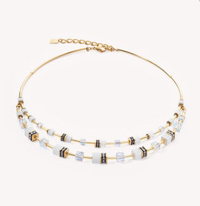 GeoCUBE® Iconic Layer necklace gold-white