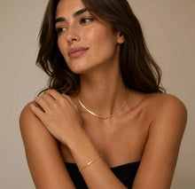 Load image into Gallery viewer, Flat Snake Chain Necklace Gold
