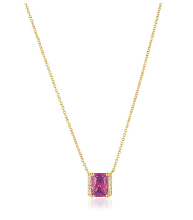 NECKLACE ROCCANOVA X-GRANDE - 18K GOLD PLATED, WITH PINK AND WHITE ZIRCONIA