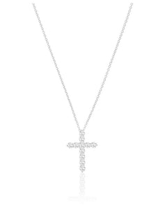 BELLUNO CROCE - STERLING SILVER, WITH WHITE ZIRCONIA NECKLACE